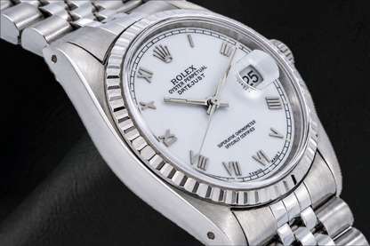 Rolex Datejust 16620 36mm White Roman Dial Stainless Steel Watch