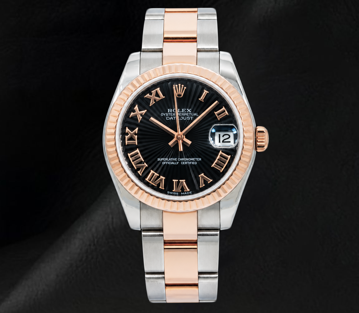 Rolex Datejust 178271 Black Roman Dial 31mm Two Tone Watch