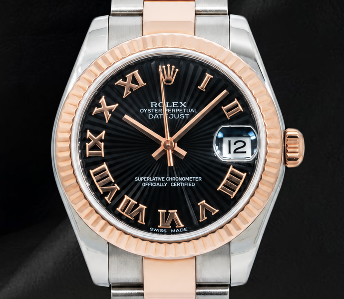 Rolex Datejust 178271 Black Roman Dial 31mm Two Tone Watch