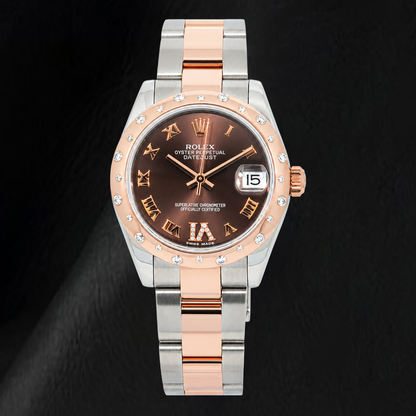 Rolex Datejust 178341 31mm Chocolate Roman Diamond Dial Two Tone Bracelet Watch