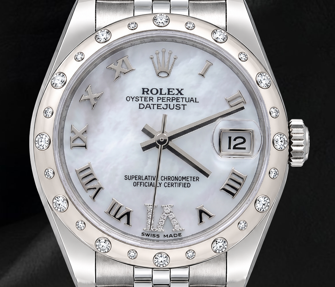Rolex Datejust 178344 31mm White Mother of Pearl Roman Dial Stainless Steel Jubilee Bracelet Watch