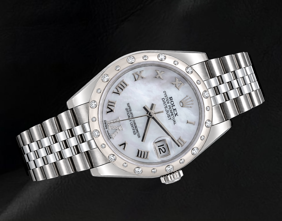 Rolex Datejust 178344 31mm White Mother of Pearl Roman Dial White Gold and Stainless Steel Watch