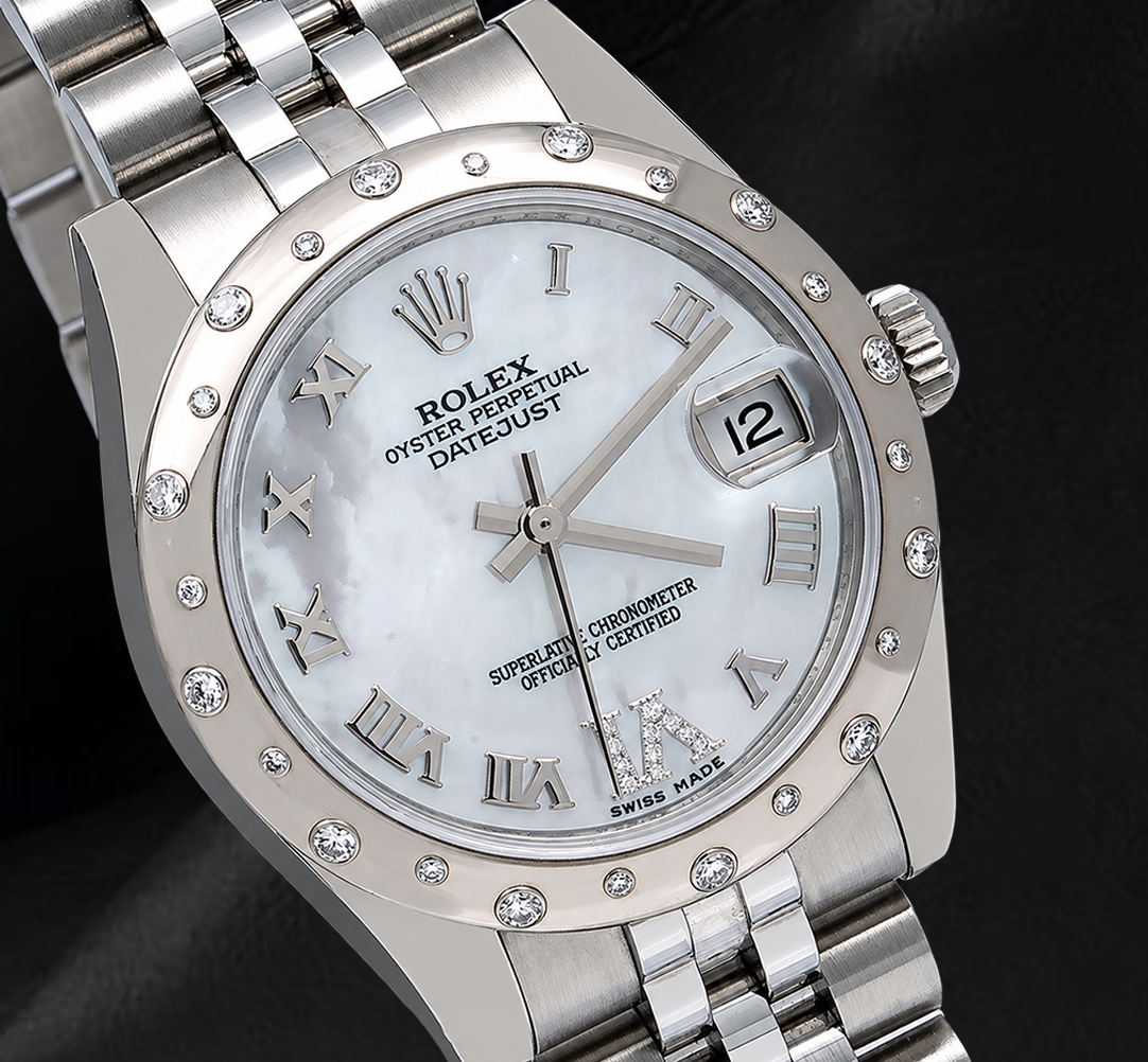 Rolex Datejust 178344 31mm White Mother of Pearl Roman Dial White Gold and Stainless Steel Watch
