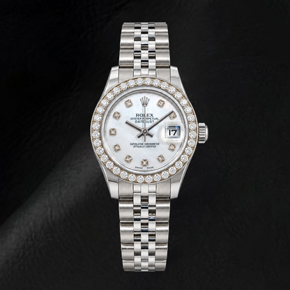 Rolex Datejust 179160 26mm White Mother of Pearl Diamond Dial Stainless Steel Watch