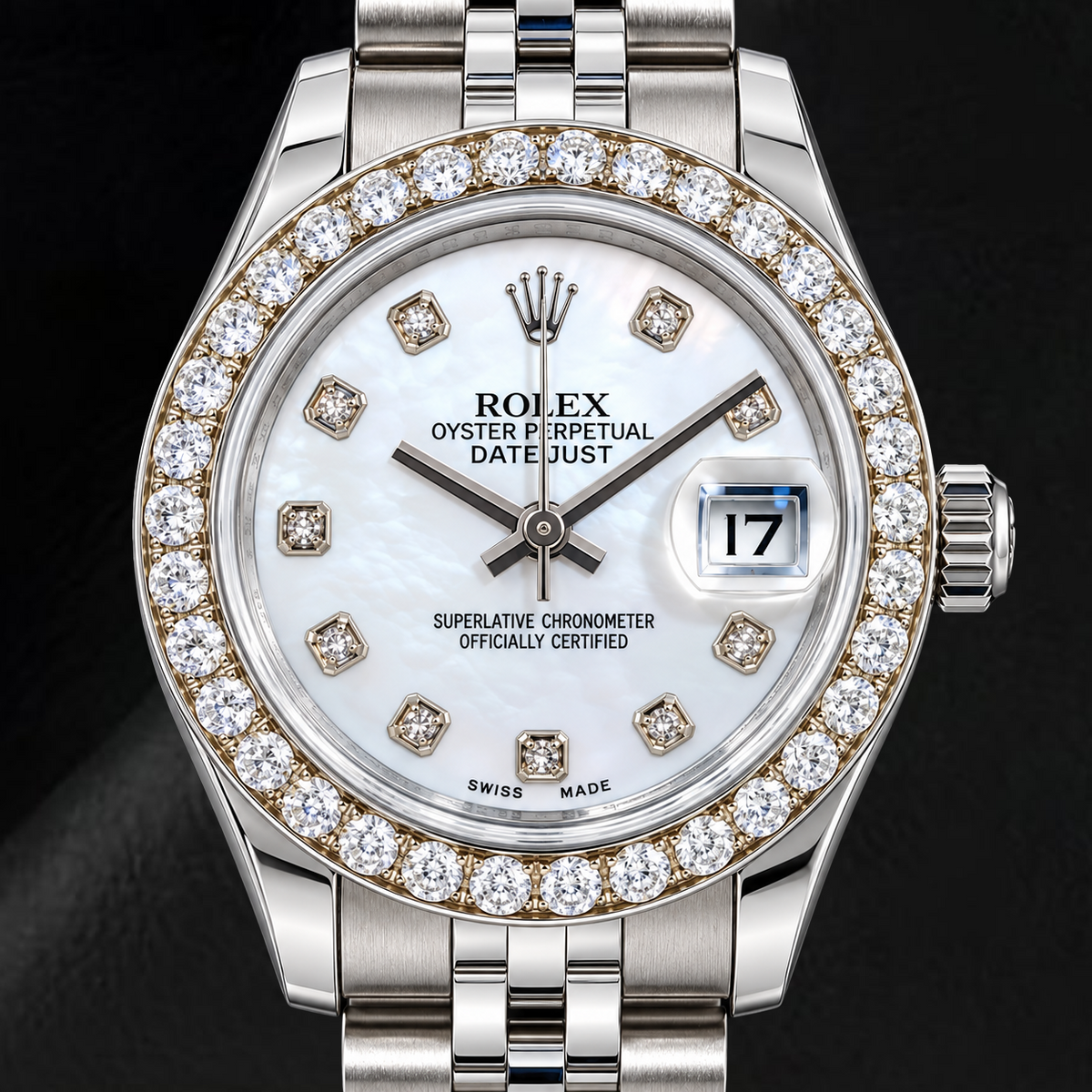 Rolex Datejust 179160 26mm White Mother of Pearl Diamond Dial Stainless Steel Watch