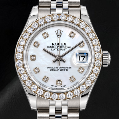 Rolex Datejust 179160 26mm White Mother of Pearl Diamond Dial Stainless Steel Watch