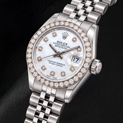 Rolex Datejust 179160 26mm White Mother of Pearl Diamond Dial Stainless Steel Watch