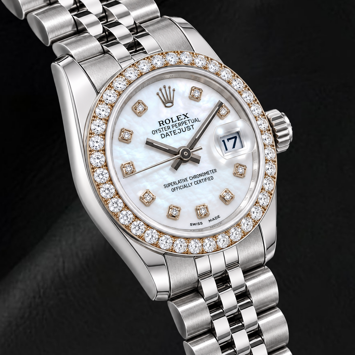 Rolex Datejust 179160 26mm White Mother of Pearl Diamond Dial Stainless Steel Watch