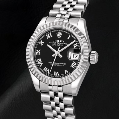 Rolex Datejust 179174 26mm Black Roman Dial Stainless Steel Watch