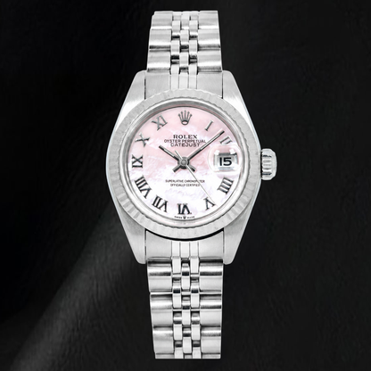 Rolex Datejust 26MM 69174 Pink Mother of Pearl Roman Dial Stainless Steel Watch