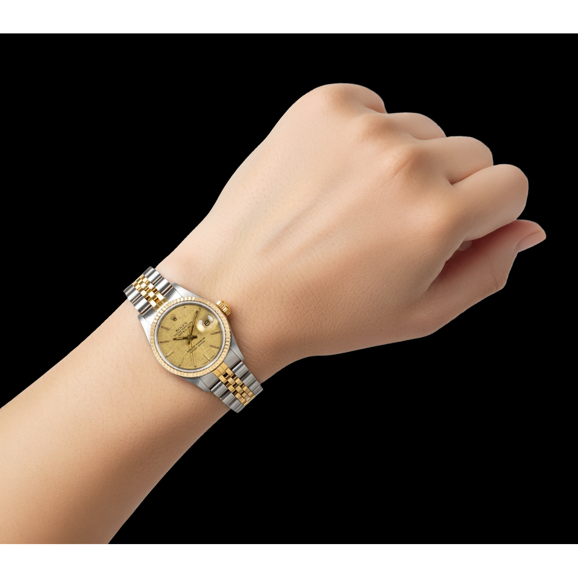 Rolex Datejust 26 mm Champagne Stick Dial Two Tone Ladies Watch P4