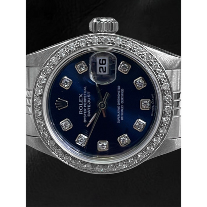 Rolex Datejust 26 mm Dark Blue Diamond Dial Stainless Steel Jubilee Bracelet Watch