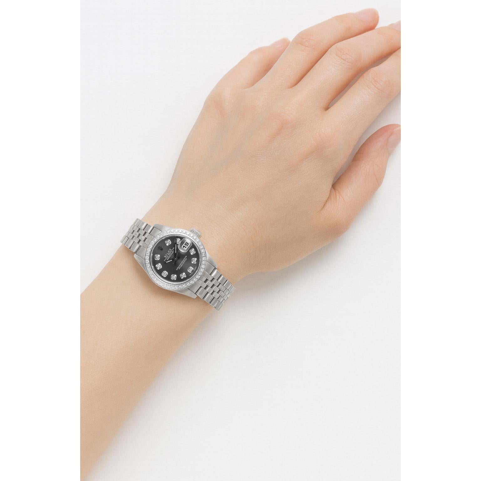 Rolex Datejust 26 mm Gray Diamond Dial Stainless Steel Watch P5