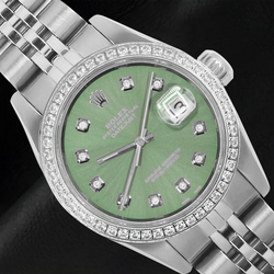 Rolex Datejust 26 mm Olive Green Diamond Dial Stainless Steel Watch