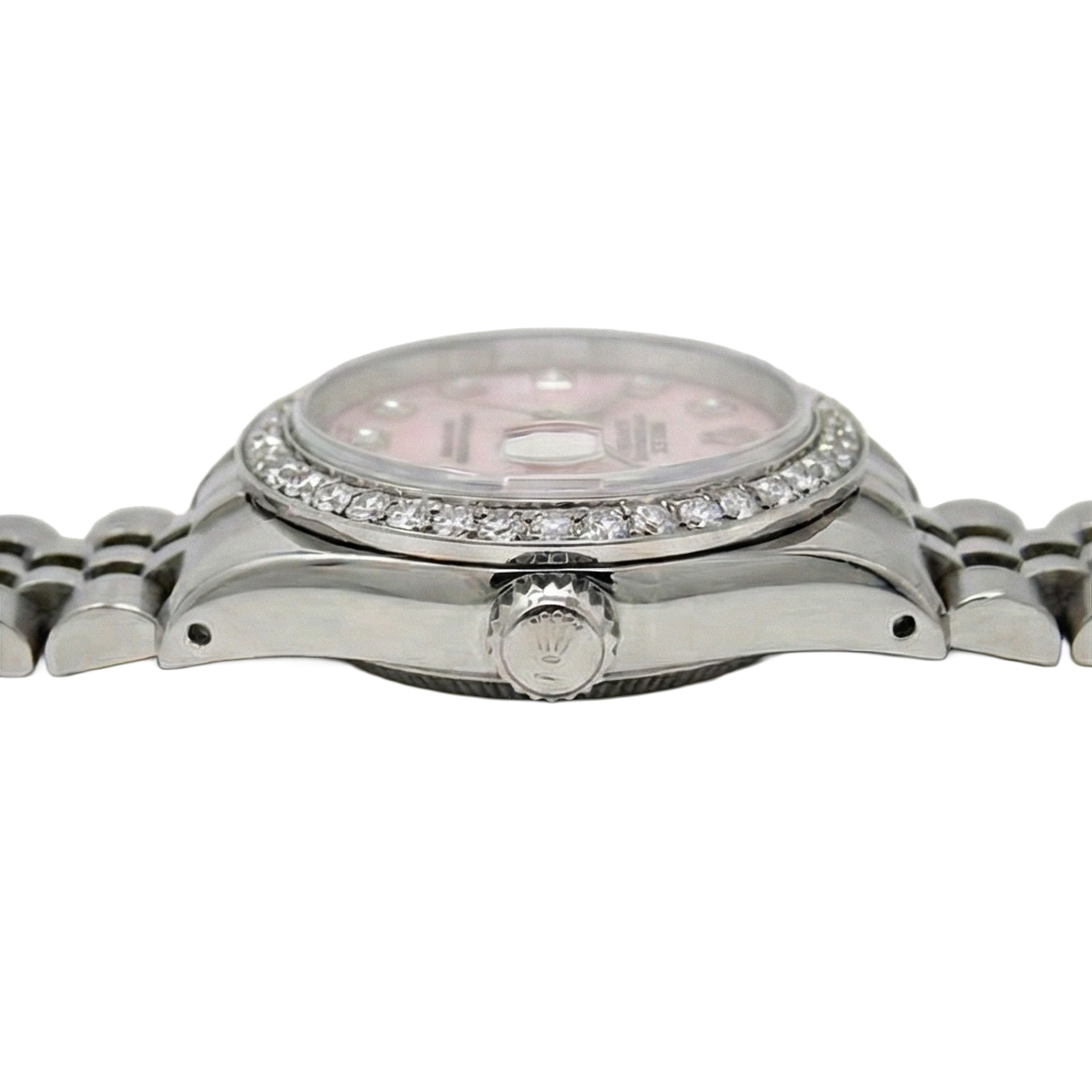 Rolex Datejust 26 mm Pink Mother Of Pearl 2004 Diamond Dial Stainless Steel Watch P4