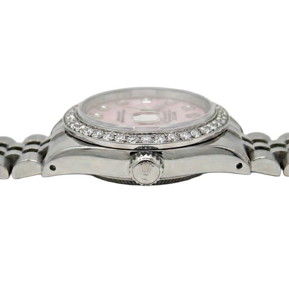 Rolex Datejust 26 mm Pink Mother Of Pearl 2004 Diamond Dial Stainless Steel Watch P4