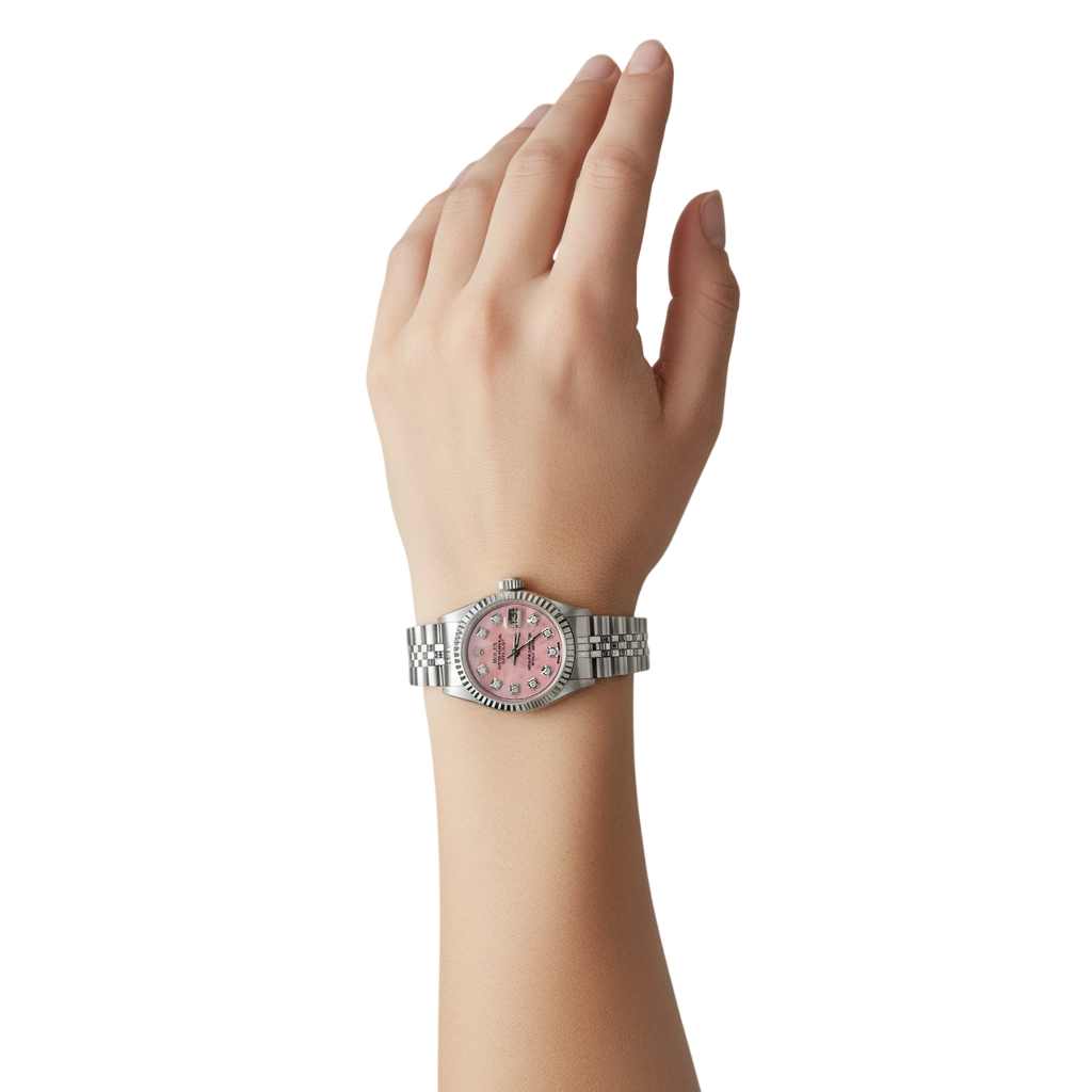 Rolex Datejust 26 mm Pink Mother Of Pearl Diamond Dial Stainless Steel Watch P1