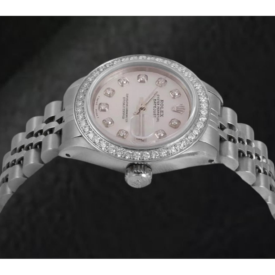 Rolex Datejust 26 mm White Mother Of Pearl Dial Diamond Bezel Stainless Steel Watch