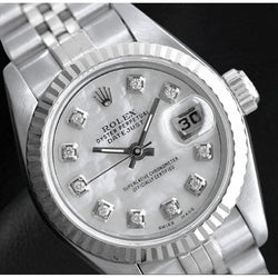 Rolex Datejust 26 mm White Mother Of Pearl Diamond Dial Stainless Steel Watch