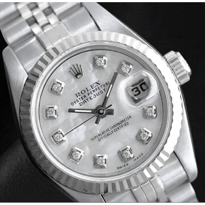 Rolex Datejust 26 mm White Mother Of Pearl Diamond Dial Stainless Steel Watch