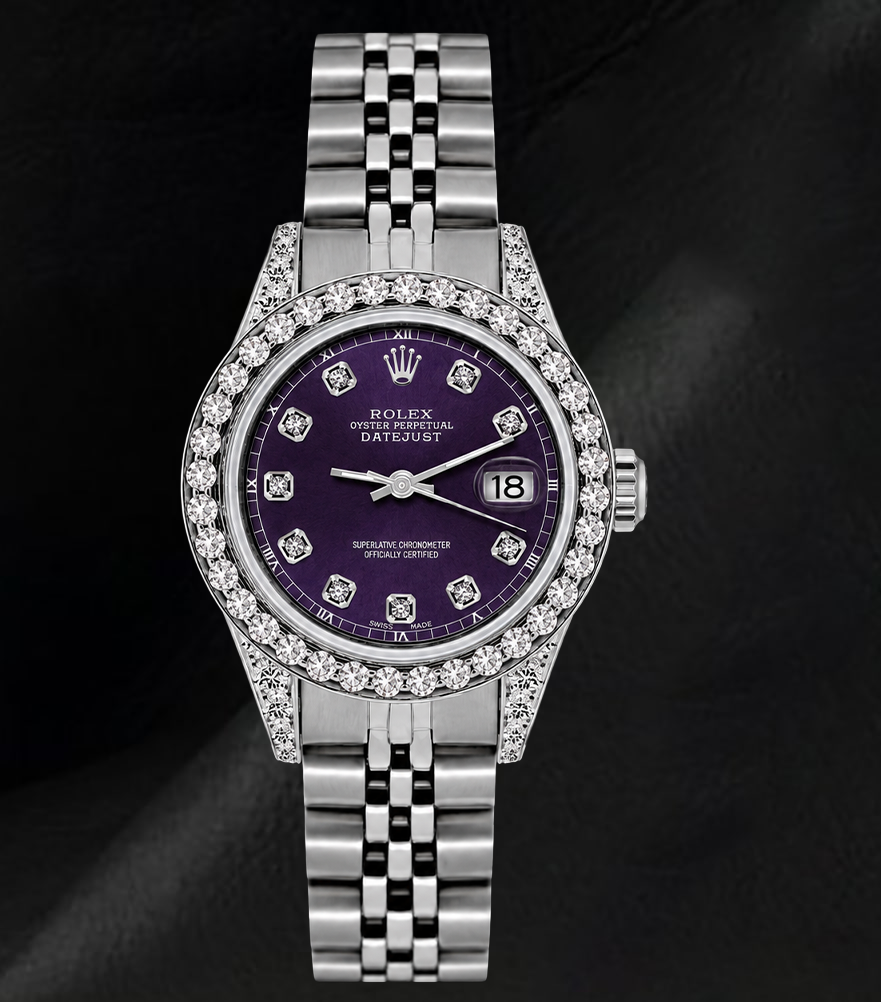Rolex Datejust 26mm 6916 Purple Diamond Dial Jubilee Bracelet Stainless Steel  Watch