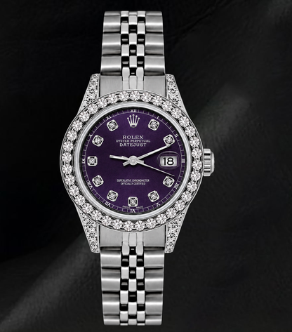 Rolex Datejust 26mm 6916 Purple Diamond Dial Jubilee Bracelet Stainless Steel  Watch