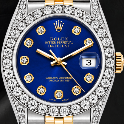 Rolex Datejust 26mm 69173 Blue Diamond Dial Two Tone Jubilee Bracelet Watch