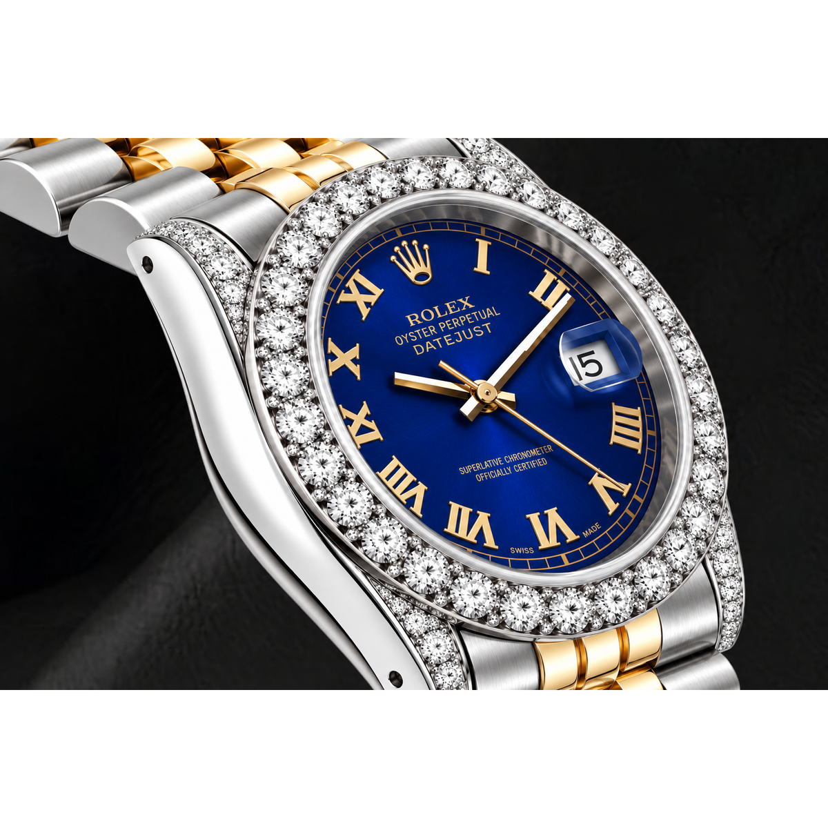 Rolex Datejust 26mm 69173 Blue Diamond Dial Two Tone Jubilee Bracelet Watch