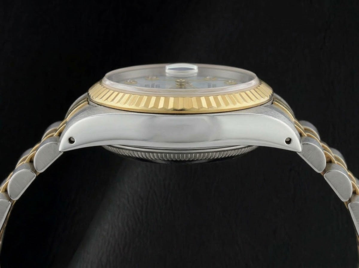 Rolex Datejust 26mm 69173 Blue Mother of Pearl Diamond Dial Two Tone Watch