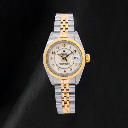 Rolex Datejust 26mm 69173 White Arabic Jubilee Dial Two Tone Watch