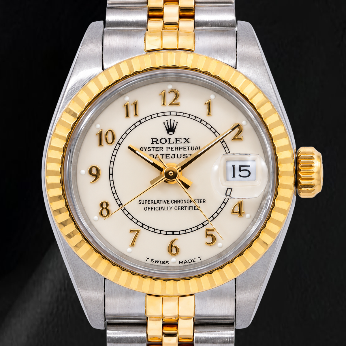 Rolex Datejust 26mm 69173 White Arabic Jubilee Dial Two Tone Watch