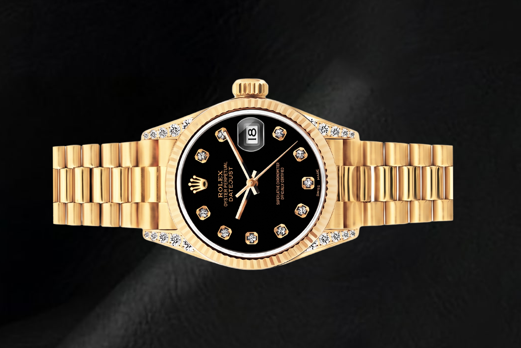 Rolex Datejust 26mm 69178 Black Diamond Dial Yellow Gold Watch 18K