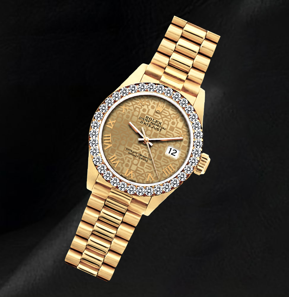 Rolex Datejust 26mm 69178 Champagne Jubilee Roman Dial Yellow Gold Watch 18K