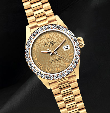 Rolex Datejust 26mm 69178 Champagne Jubilee Roman Dial Yellow Gold Watch 18K
