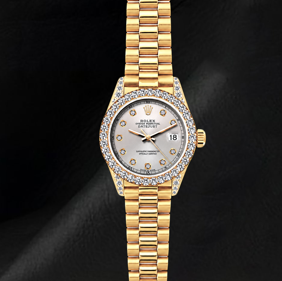 Rolex Datejust 26mm 69178 Diamond Dial Diamond Bezel Yellow Gold 18K Watch