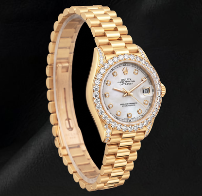 Rolex Datejust 26mm 69178 Diamond Dial Diamond Bezel Yellow Gold 18K Watch