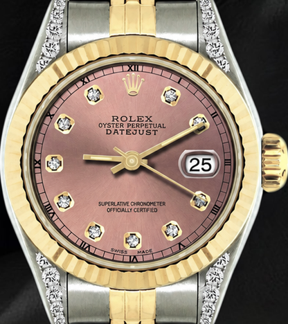 Rolex Datejust 26mm 6917 Salmon Diamond Dial Two Tone Watch