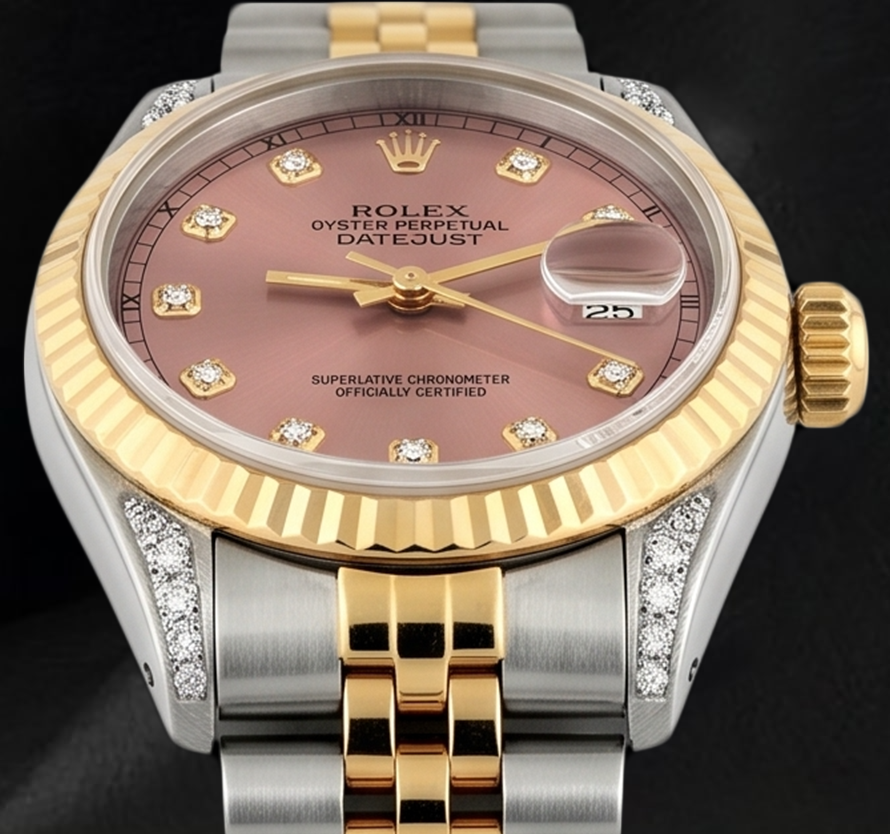 Rolex Datejust 26mm 6917 Salmon Diamond Dial Two Tone Watch