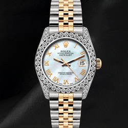 Rolex Datejust 26mm 6917 White Mother of Pearl Roman Dial Watch Two Tone