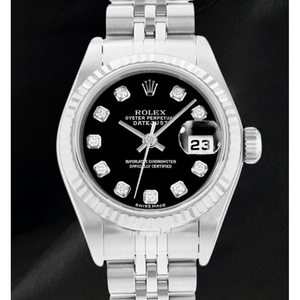 Rolex Datejust 26mm Black Diamond Dial 2002 Year Women Watch