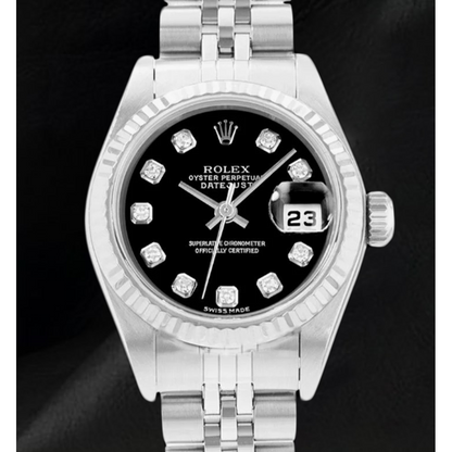 Rolex Datejust 26mm Black Diamond Dial 2002 Year Women Watch