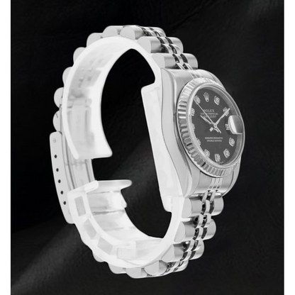 Rolex Datejust 26mm Black Diamond Dial 2002 Year Women Watch