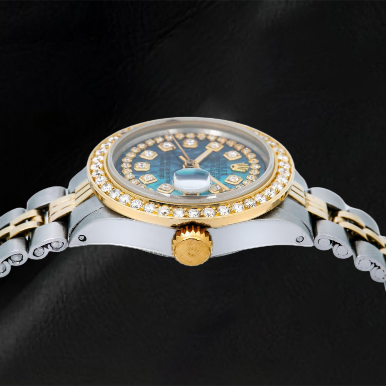 Rolex Datejust 26mm Blue Mother of Pearl String Diamond Dial Two Tone Jubilee Bracelet Watch