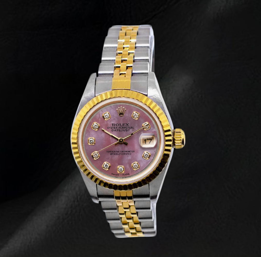 Rolex Datejust 26mm Mother Of Pearl Diamond Dial 2002 Year Two Tone Watch