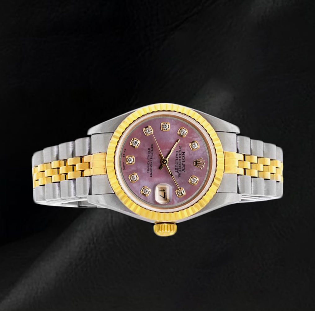 Rolex Datejust 26mm Mother Of Pearl Diamond Dial 2002 Year Two Tone Watch