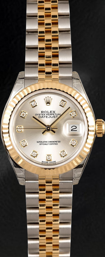 Rolex Datejust 279173 Silver Diamond Dial 28 mm Two Tone Watch