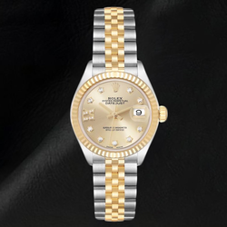 Rolex Datejust 28 mm Champagne Diamond Dial Ladies Watch 279173