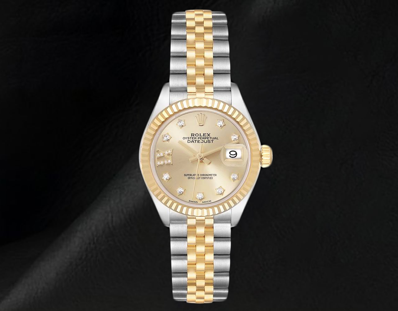 Rolex Datejust 28 mm Champagne Diamond Dial Ladies Watch 279173