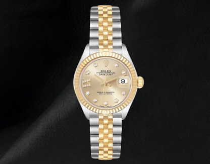 Rolex Datejust 28 mm Champagne Diamond Dial Ladies Watch 279173