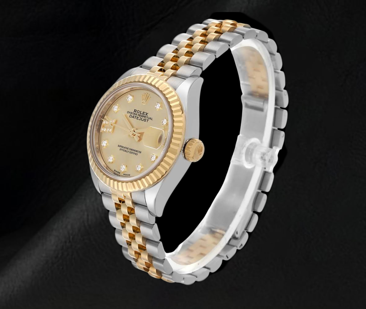Rolex Datejust 28 mm Champagne Diamond Dial Ladies Watch 279173